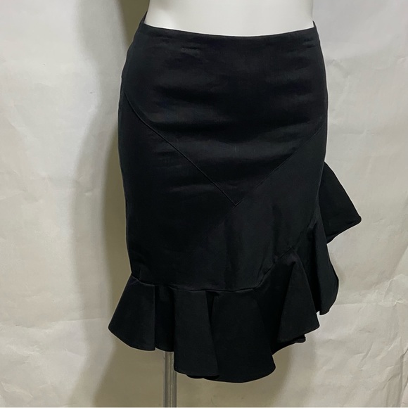 NICOLE MILLER ARTELIER BLACK MODERN ASYMMETRICAL FITTED FAN PENCIL SKIRT - Picture 4 of 16